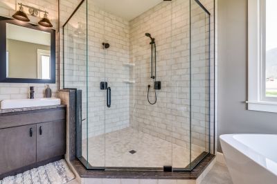 Sleek Black Frame Walk-in Shower
